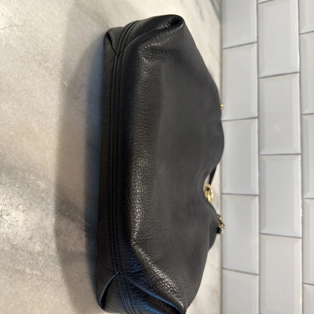 Michael Kors Black Jet Set Leather Multi Pocket Tote With Matching‎ Wallet
